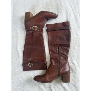 Coach Saxton Knee High Boots, Tan/Brown Leather, Women’s Size 9